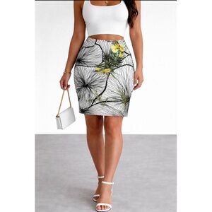 Yigal Azrouel Clockwork Floral Print Scuba Skirt